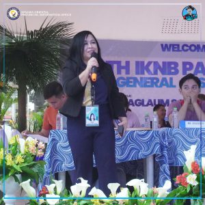 TESDA Provincial Director Marigold Cherie Garrido sa iyang mensahe alang sa IKNB grantees.