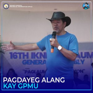 Gov. Peter M. Unabia naghatag sa iyang mensahe atol sa 16th IKNB PAGLAUM General Assembly.