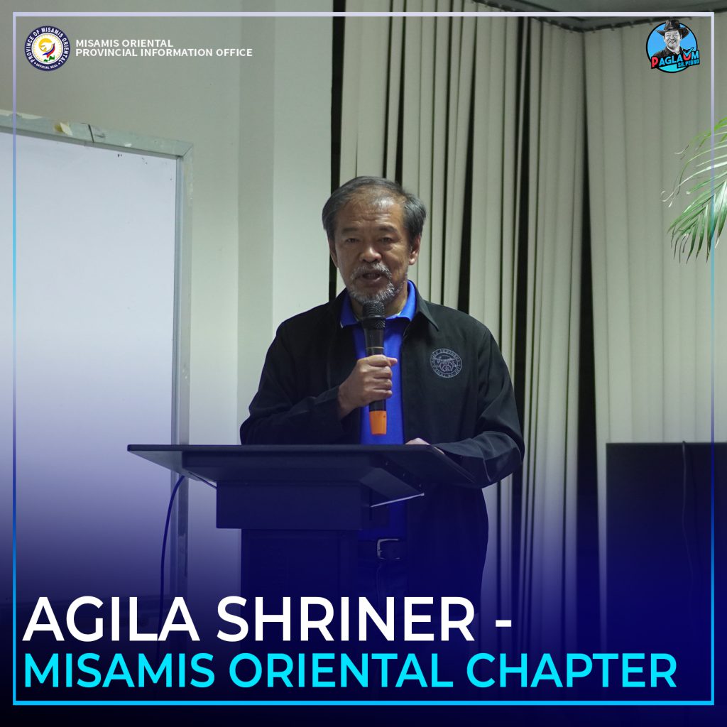 Governor Peter ‘Sr. Pedro’ Unabia sa iyang mensahe agi’g pagpabalo sa inspirasyon sa tinguha nga pagmugna sa Agila Shriner MisOr Chapter.