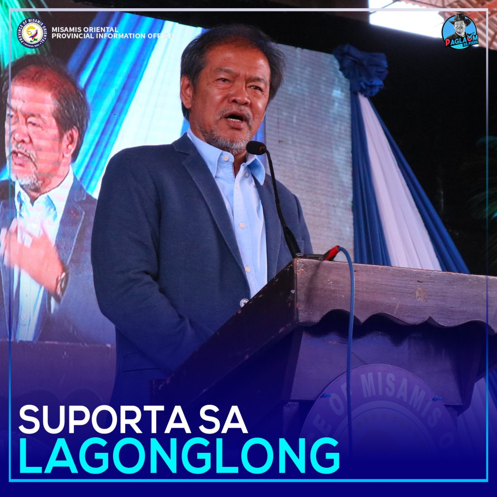 Gobernador Peter “Sr. Pedro” Unabia sa iyang mensahe sa katawhan sa lungsod sa Lagonglong atol sa Serbisyong PAGLAUM.