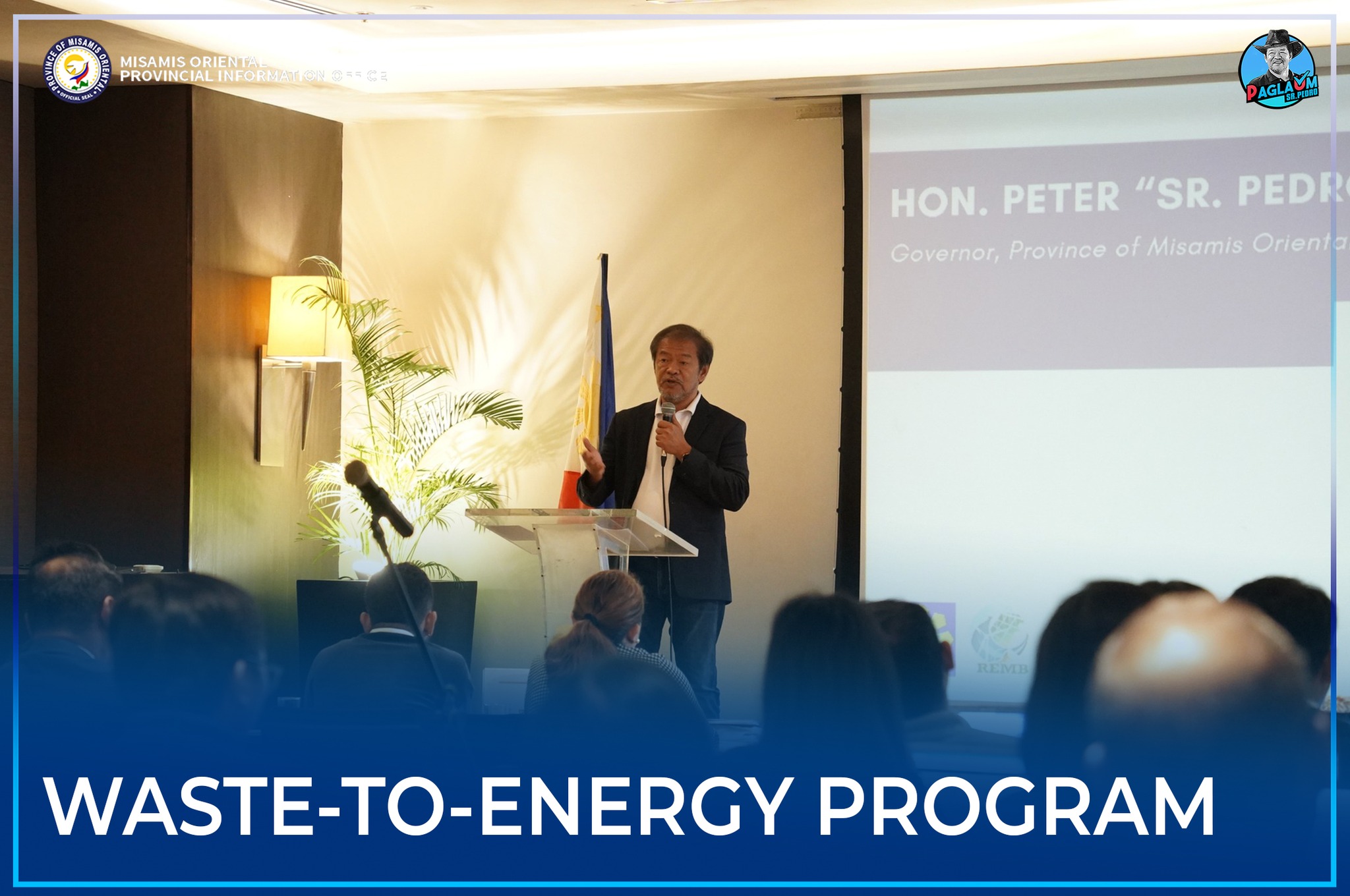 Governor Peter “Sr. Pedro” Unabia sa iyang mensahe atol sa waste-to-energy forum.