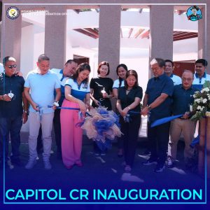 Pagpanguna nila ni Gov. Unabia, Provincial Tourism Council Co-chair Erlinda Unabia, ug SP Board Member Emano sa Ribbon Cutting sa Capitol Park Circular Comfort Room.