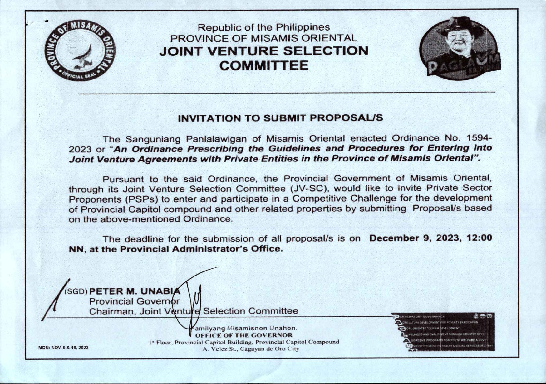 invitation to submit proposal/s